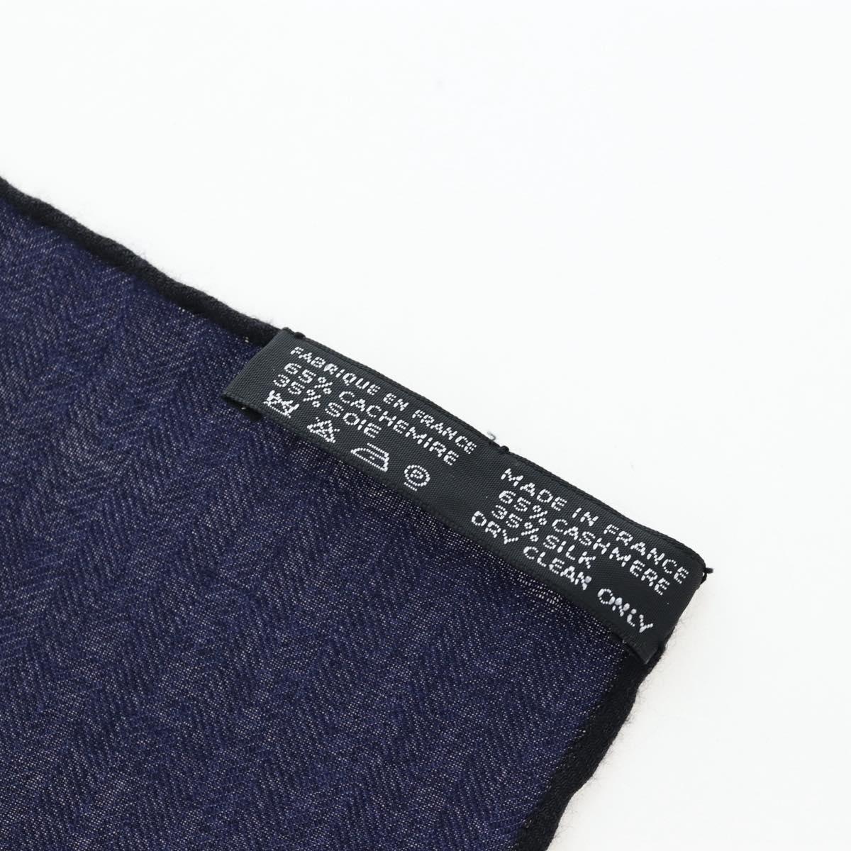 HERMES Carre 140 Scarf Cashmere Navy Purple Auth ar14266M