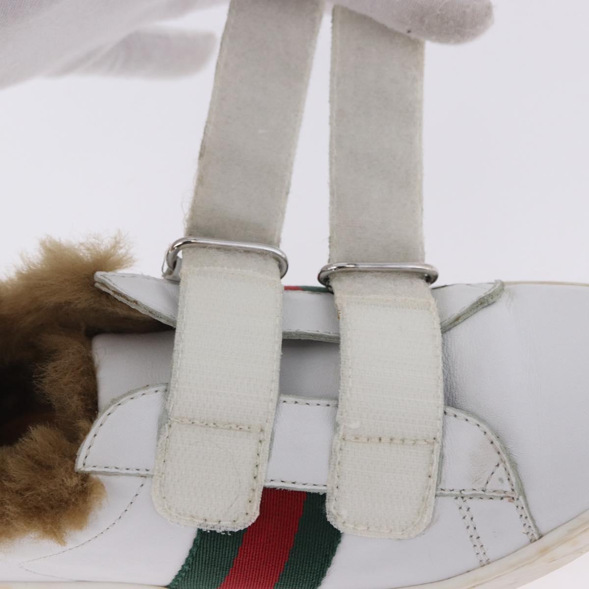 GUCCI Web Sherry Line Kids Shoes Leather White Auth ar14270