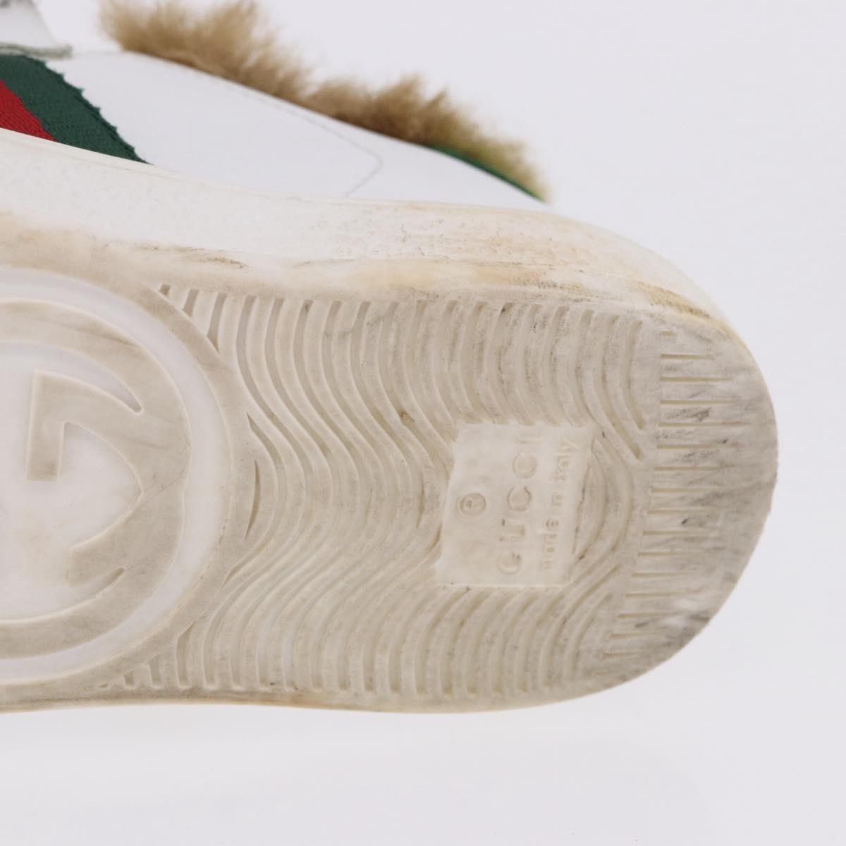 GUCCI Web Sherry Line Kids Shoes Leather White Auth ar14270