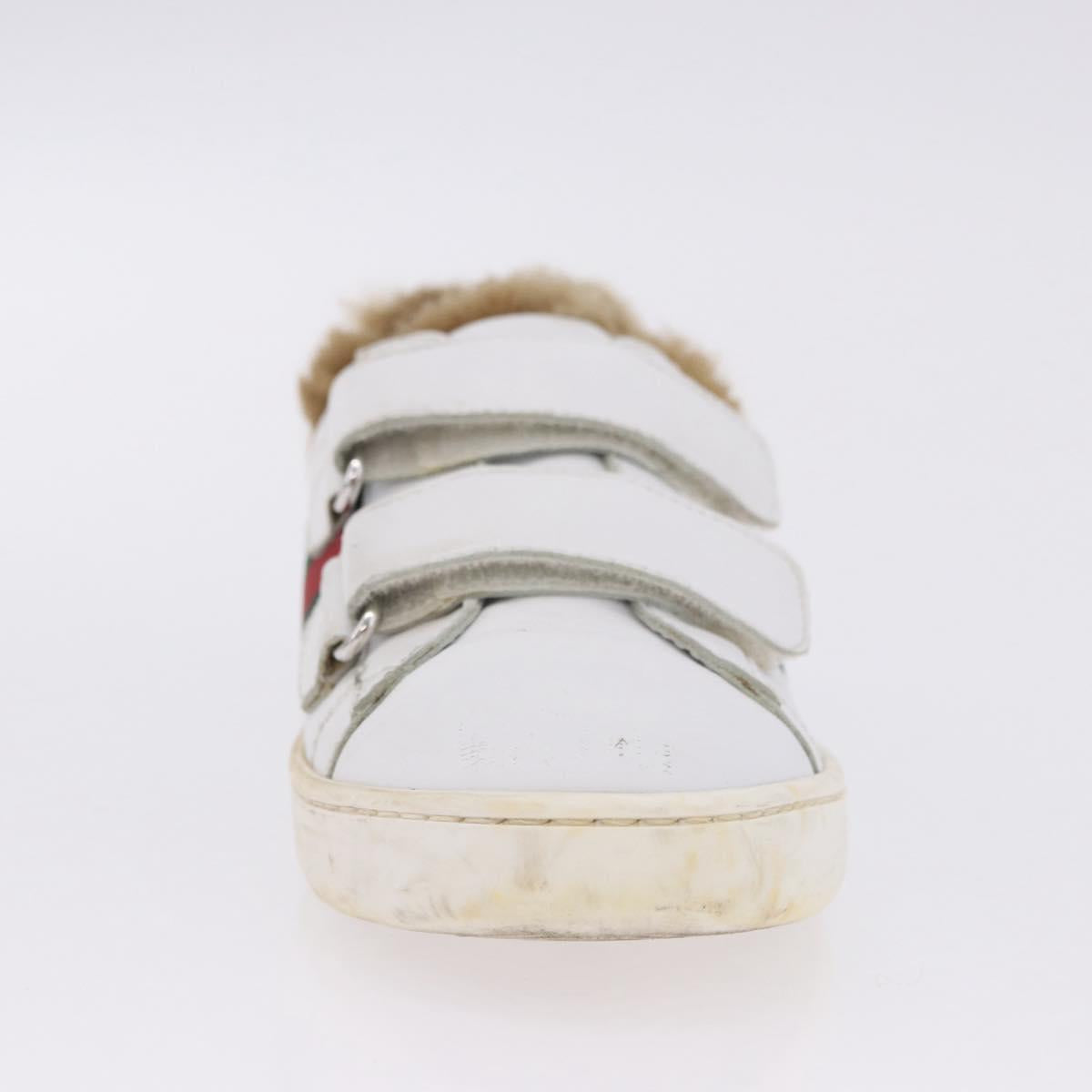 GUCCI Web Sherry Line Kids Shoes Leather White Auth ar14270