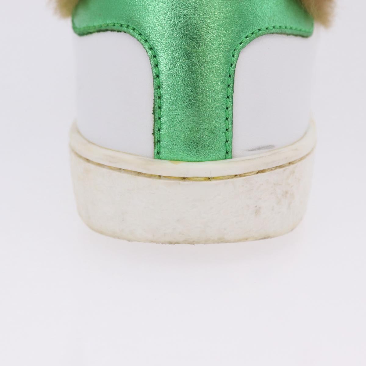 GUCCI Web Sherry Line Kids Shoes Leather White Auth ar14270