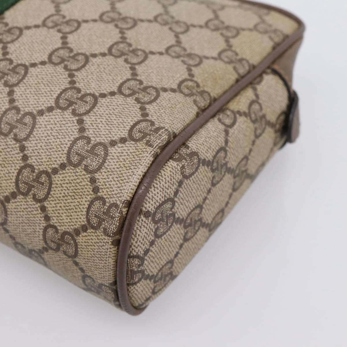 GUCCI GG Supreme Web Sherry Line Bag PVC Beige Gold 63 01 012 Auth ar14278