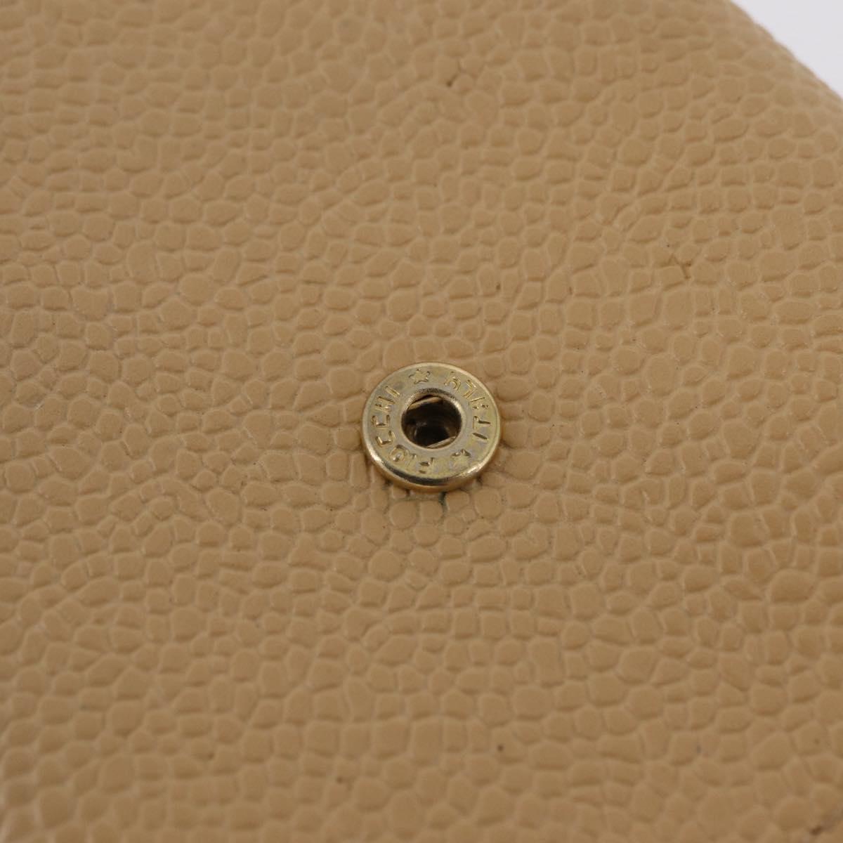 CHANEL Cigarette Case Caviar Skin Cream Gold CC Auth ar14283