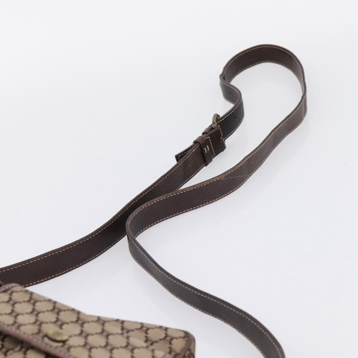 CELINE Macadam Canvas Shoulder Bag Beige Gold Auth ar14284