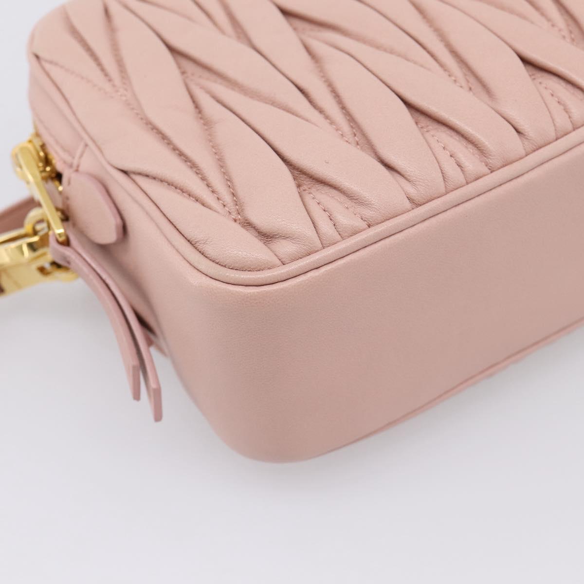 Miu Miu Matelasse Shoulder Bag Leather Pink Gold Auth ar14289M