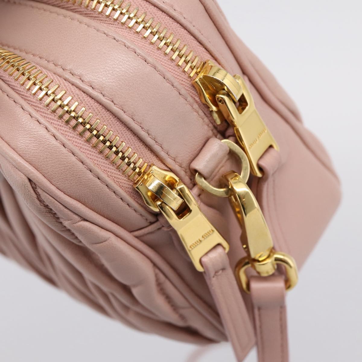 Miu Miu Matelasse Shoulder Bag Leather Pink Gold Auth ar14289M