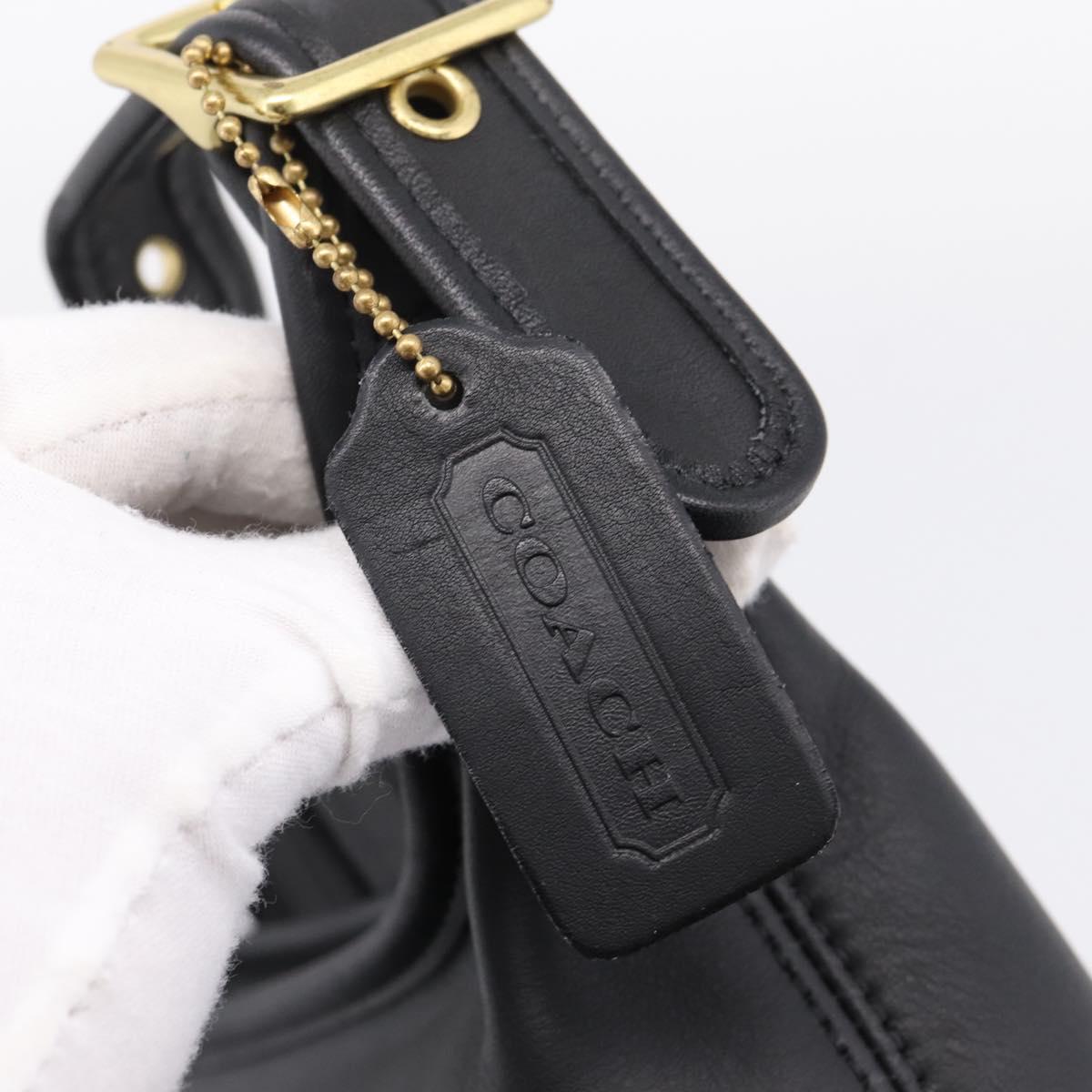 Coach Shoulder Bag Leather Black Gold Auth ar14294A