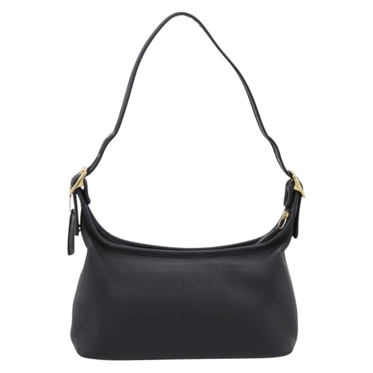 Coach Shoulder Bag Leather Black Gold Auth ar14294A
