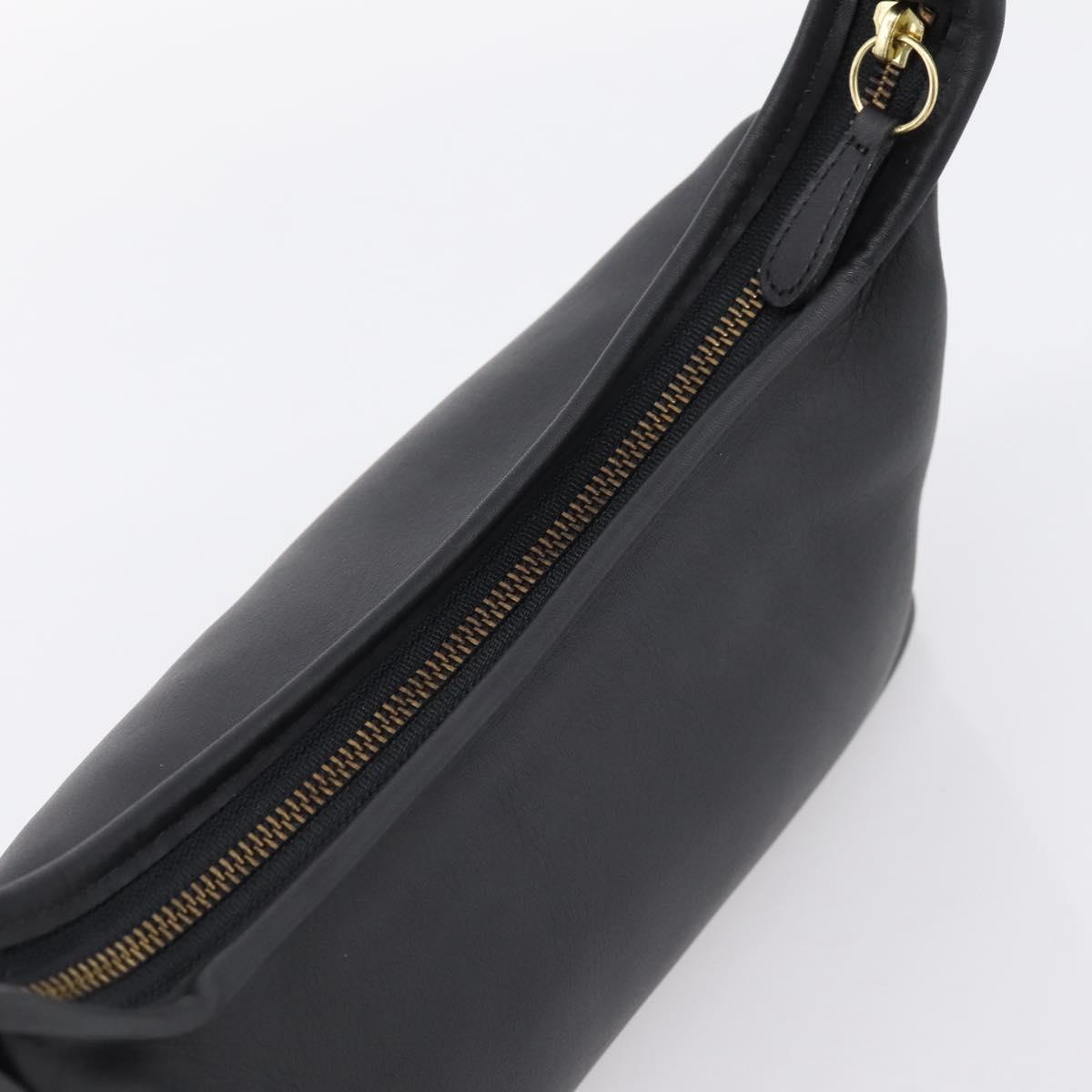 Coach Shoulder Bag Leather Black Gold Auth ar14294A