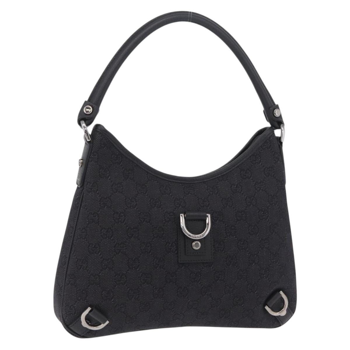 GUCCI GG Canvas Hand Bag Outlet Black Silver 268637 Auth ar14296V