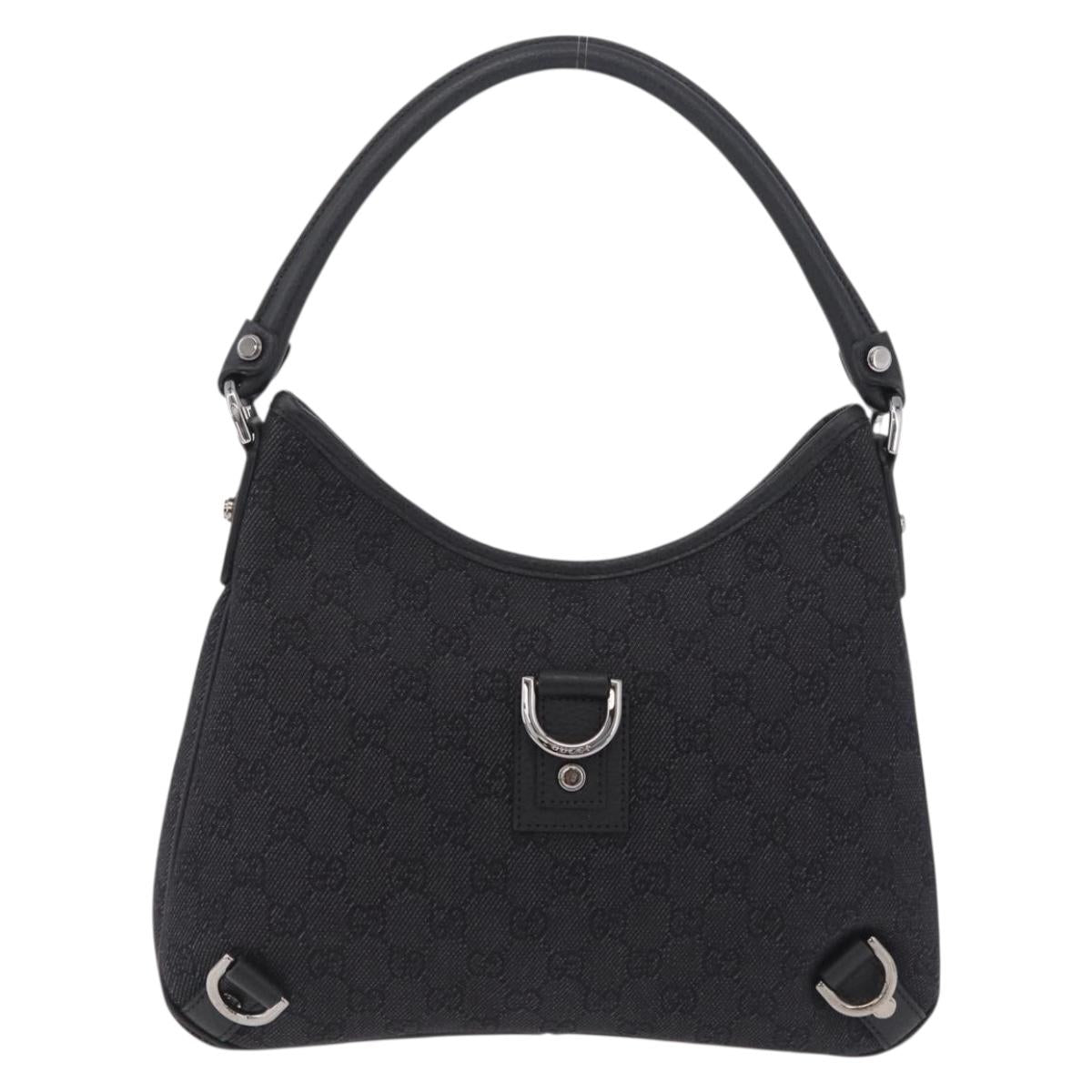 GUCCI GG Canvas Hand Bag Outlet Black Silver 268637 Auth ar14296V