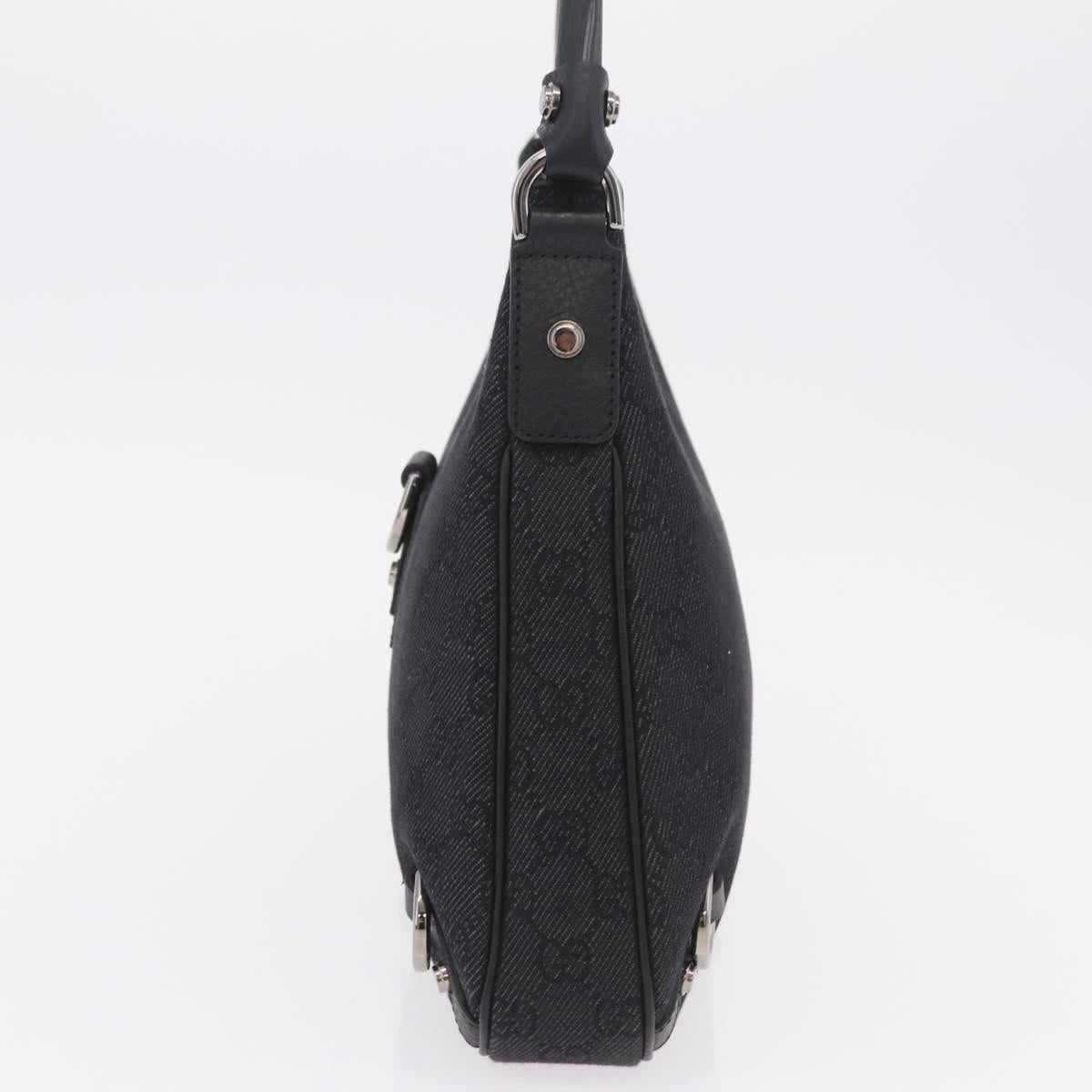 GUCCI GG Canvas Hand Bag Outlet Black Silver 268637 Auth ar14296V
