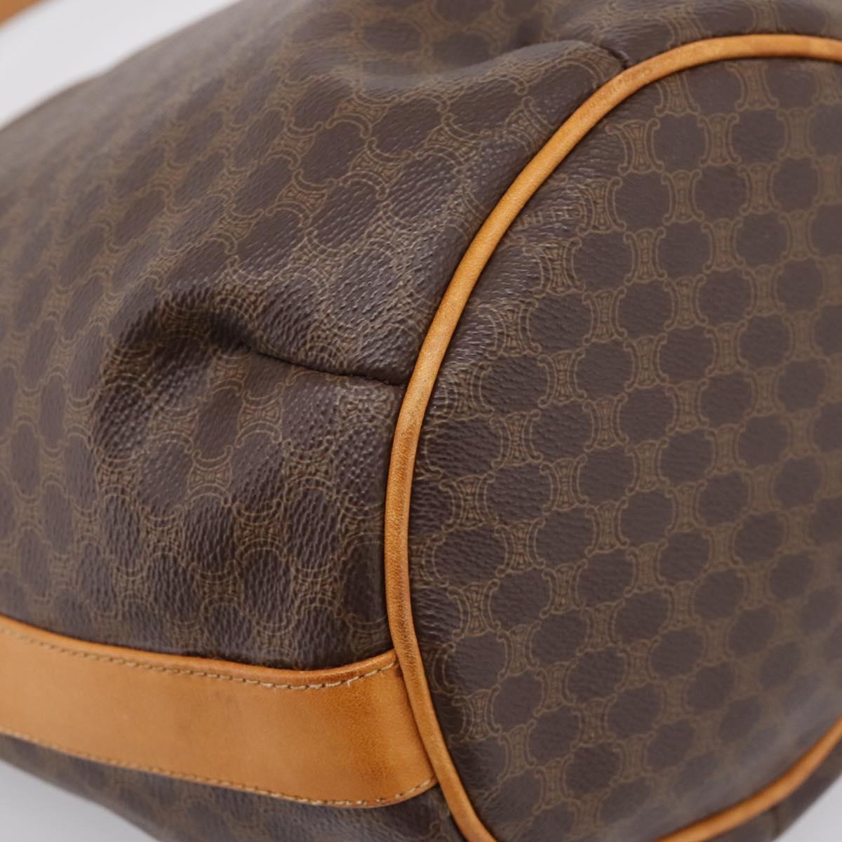 CELINE Macadam Canvas Shoulder Bag PVC Leather Brown Gold Auth ar14297