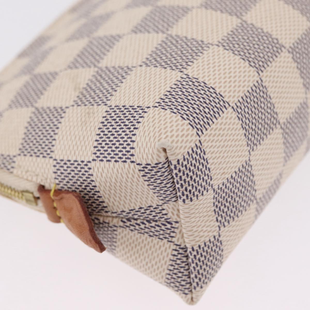 LOUIS VUITTON Damier Azur Pochette Cosmetic PM Pouch N60024 LV Auth ar14299
