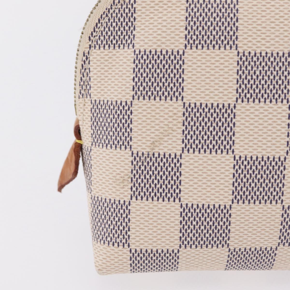 LOUIS VUITTON Damier Azur Pochette Cosmetic PM Pouch N60024 LV Auth ar14299
