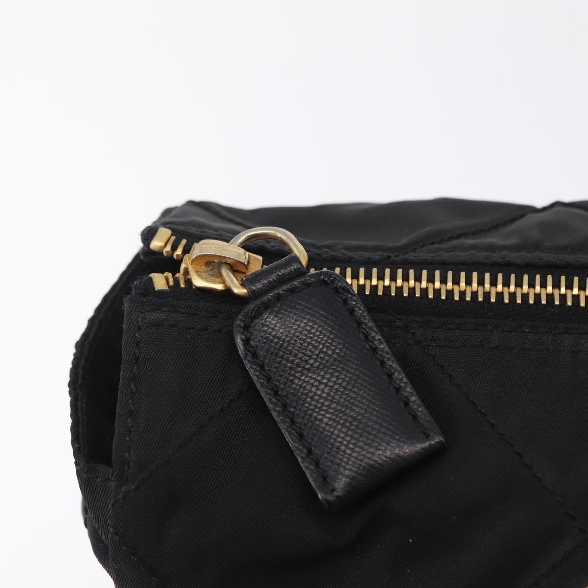 PRADA Chain Shoulder Bag Nylon Black Gold Auth ar14310A