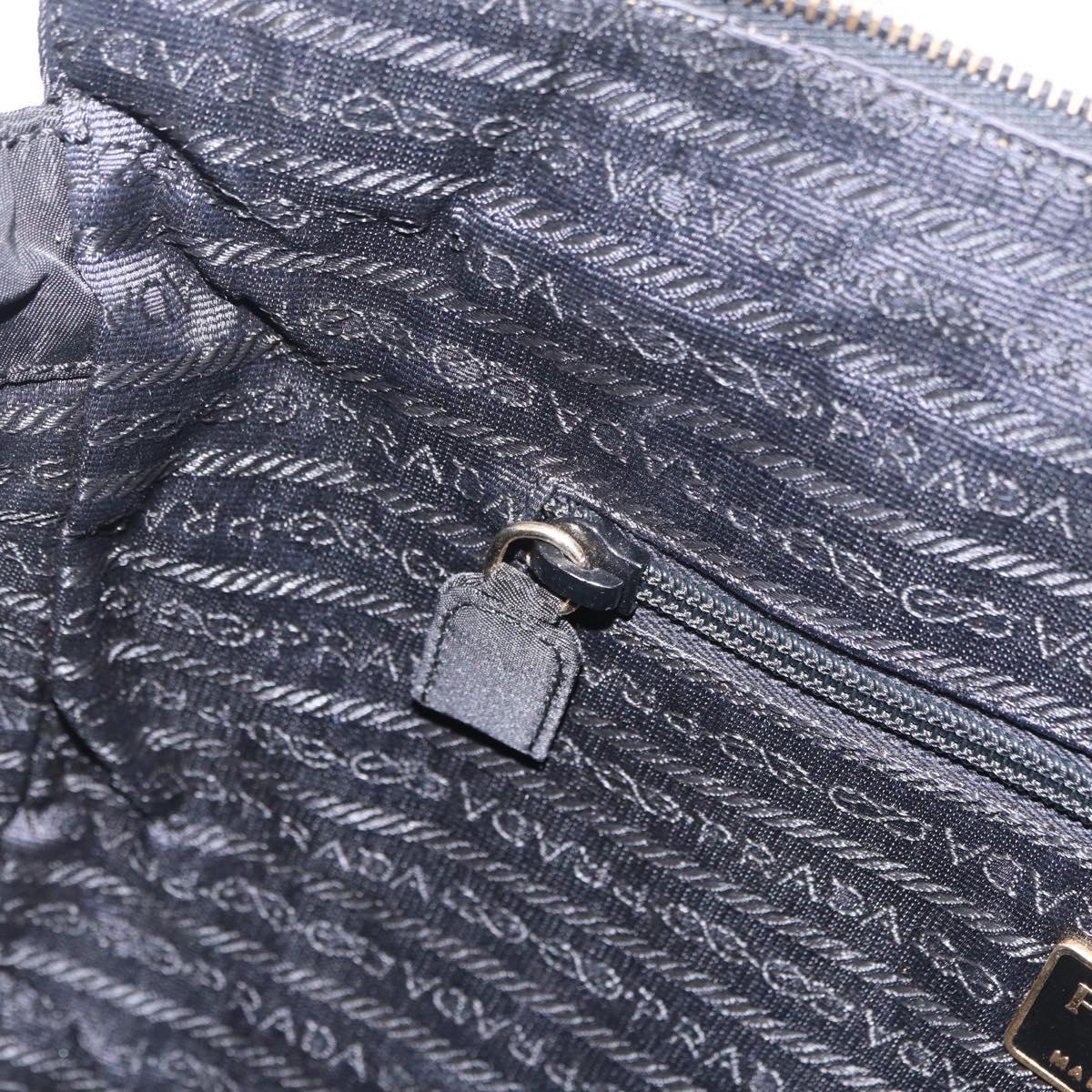PRADA Chain Shoulder Bag Nylon Black Gold Auth ar14310A