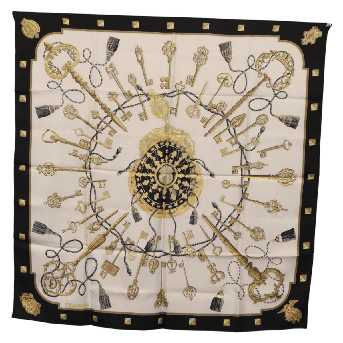 HERMES Carre 90 Scarf Silk Black Auth ar14314