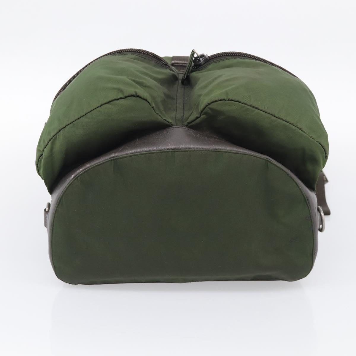 PRADA Backpack Nylon Green Silver Auth ar14348