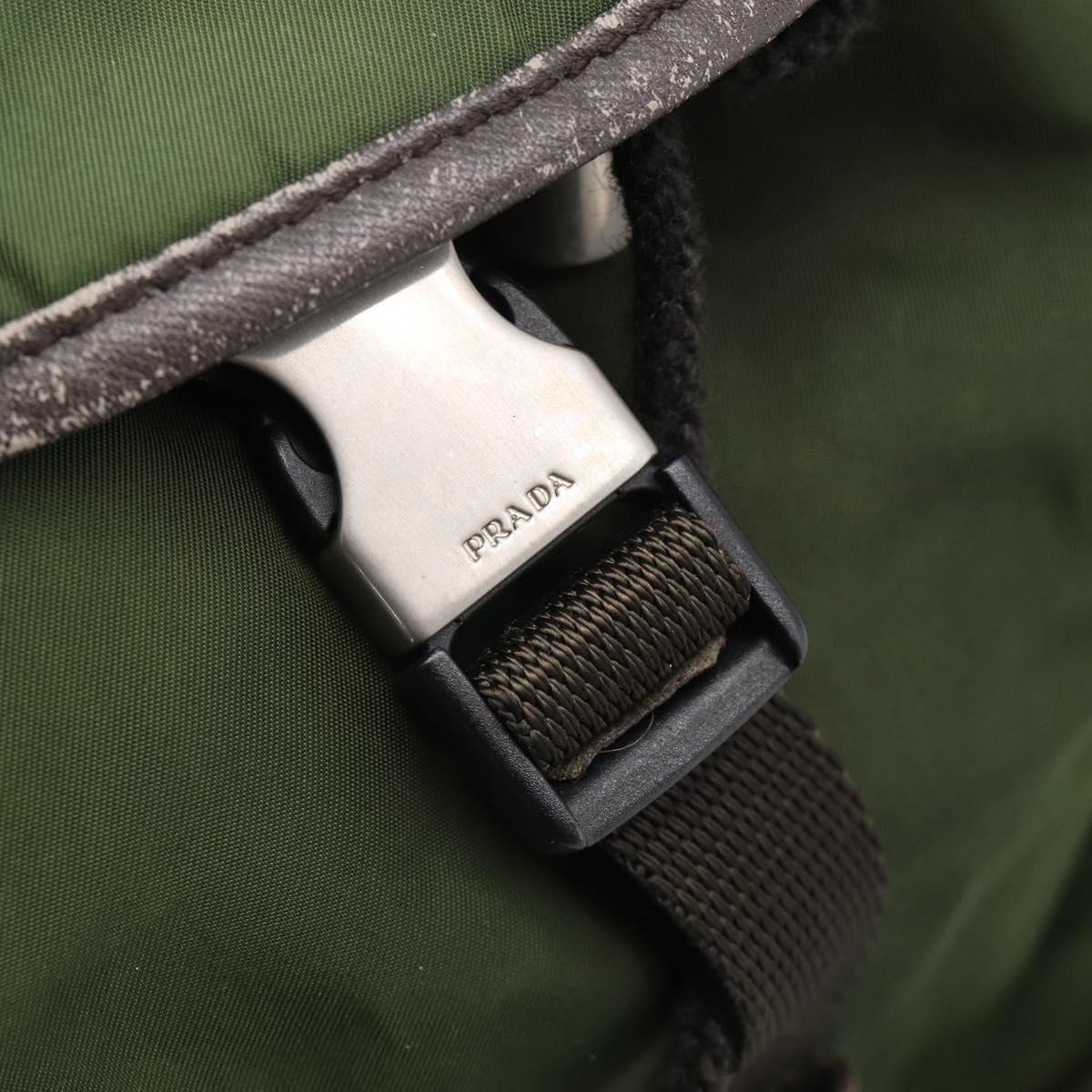 PRADA Backpack Nylon Green Silver Auth ar14348