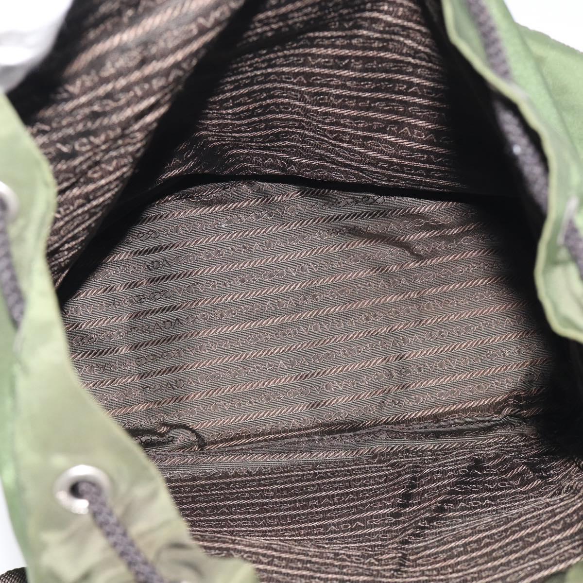 PRADA Backpack Nylon Green Silver Auth ar14348