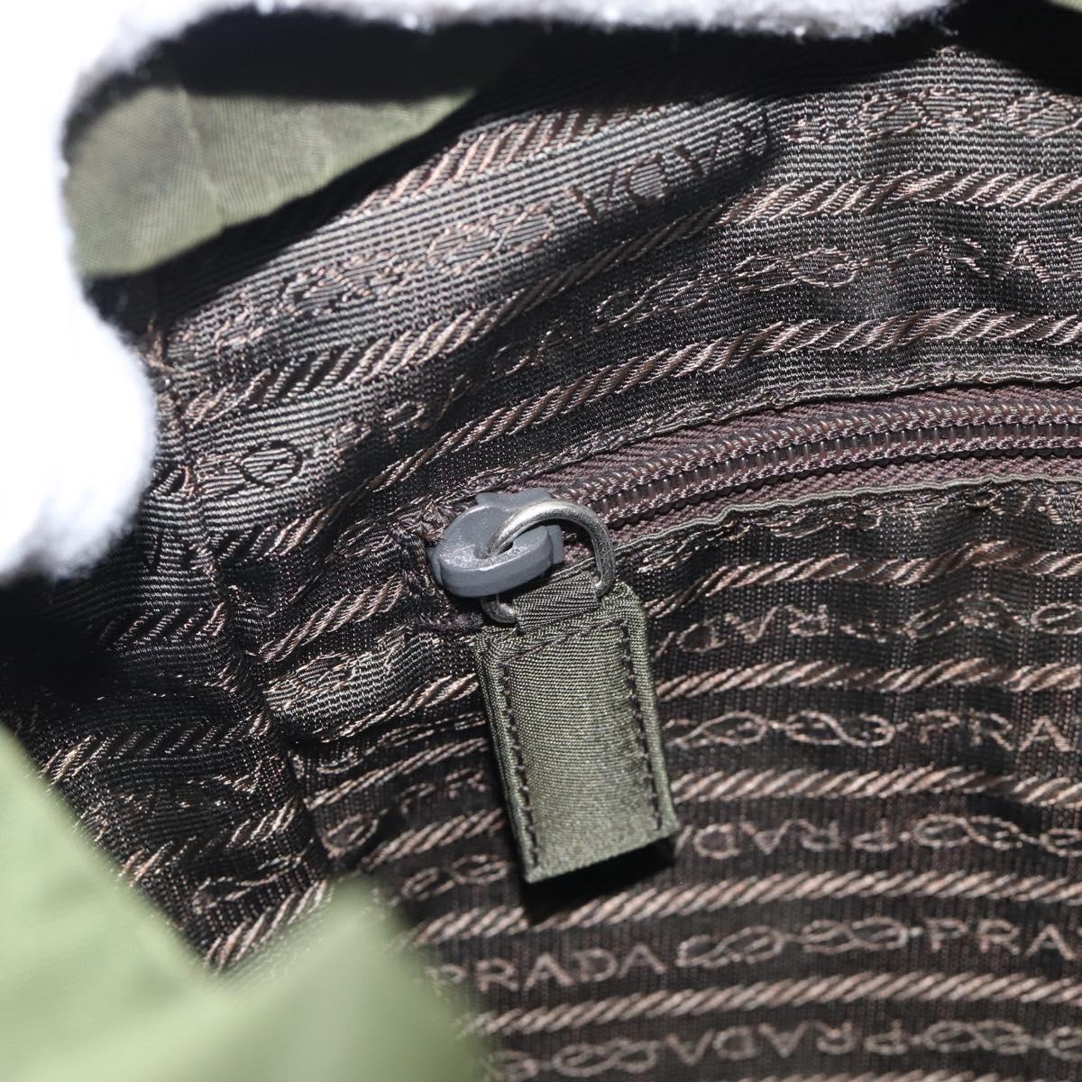 PRADA Backpack Nylon Green Silver Auth ar14348