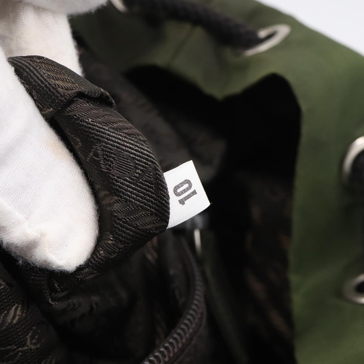 PRADA Backpack Nylon Green Silver Auth ar14348