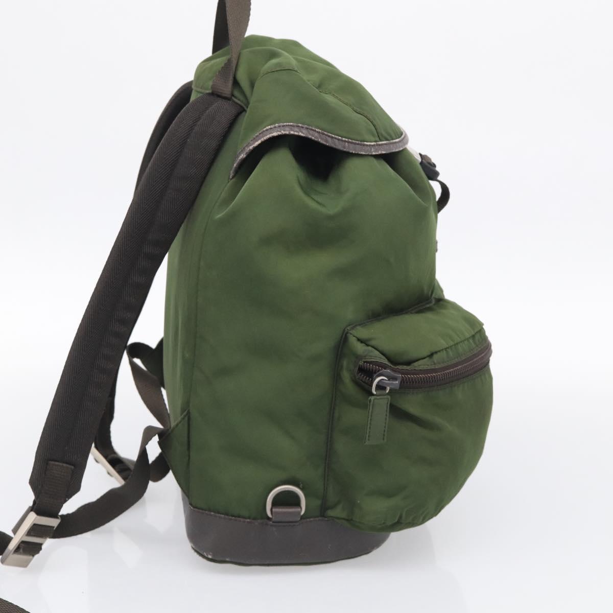 PRADA Backpack Nylon Green Silver Auth ar14348