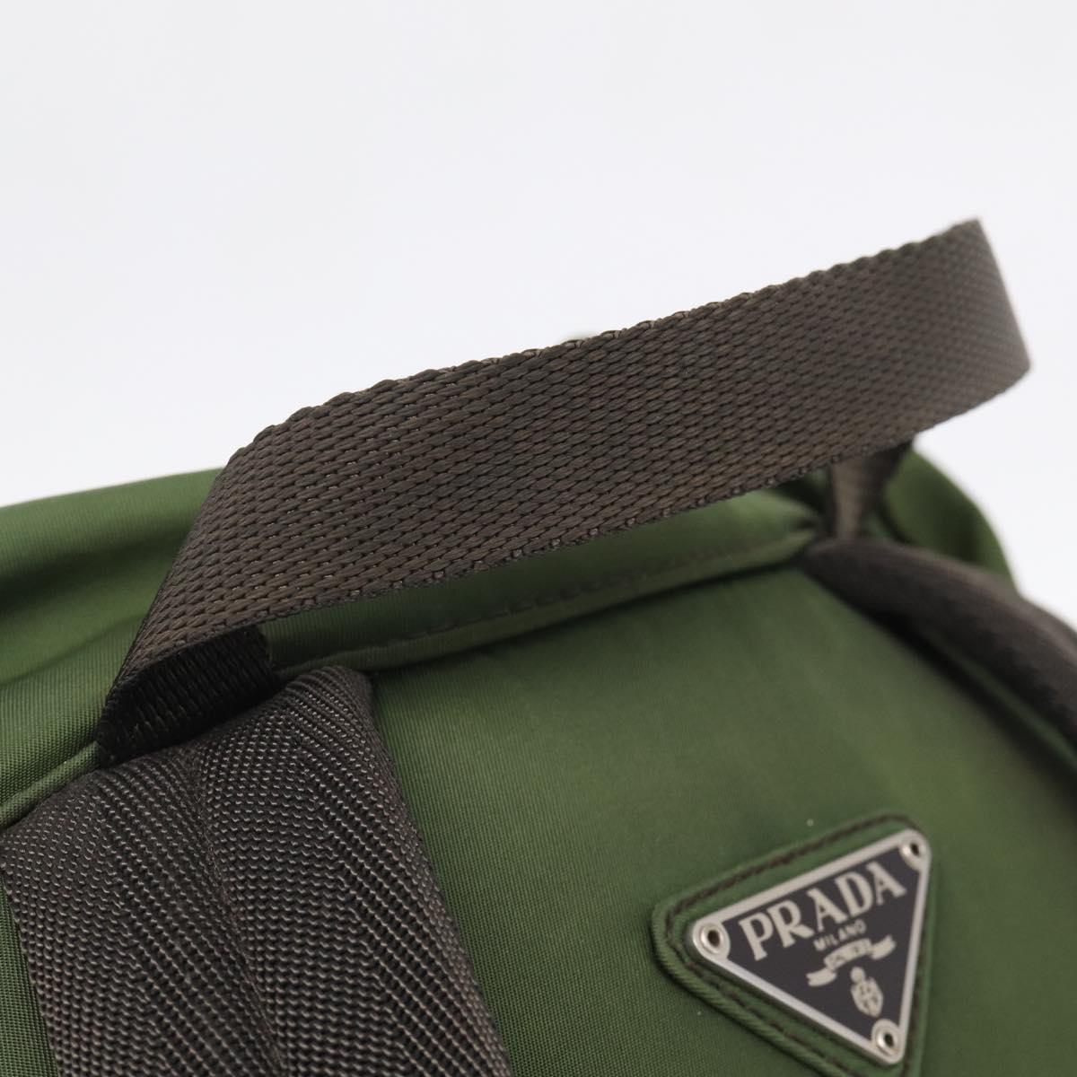 PRADA Backpack Nylon Green Silver Auth ar14348