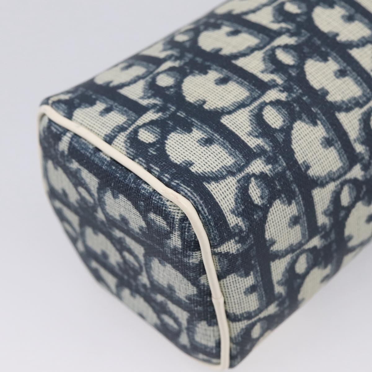 Christian Dior Trotter Canvas Pouch PVC Navy Silver Auth ar14358A