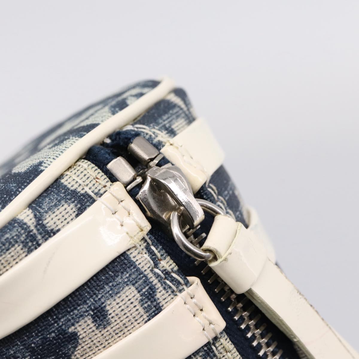 Christian Dior Trotter Canvas Pouch PVC Navy Silver Auth ar14358A