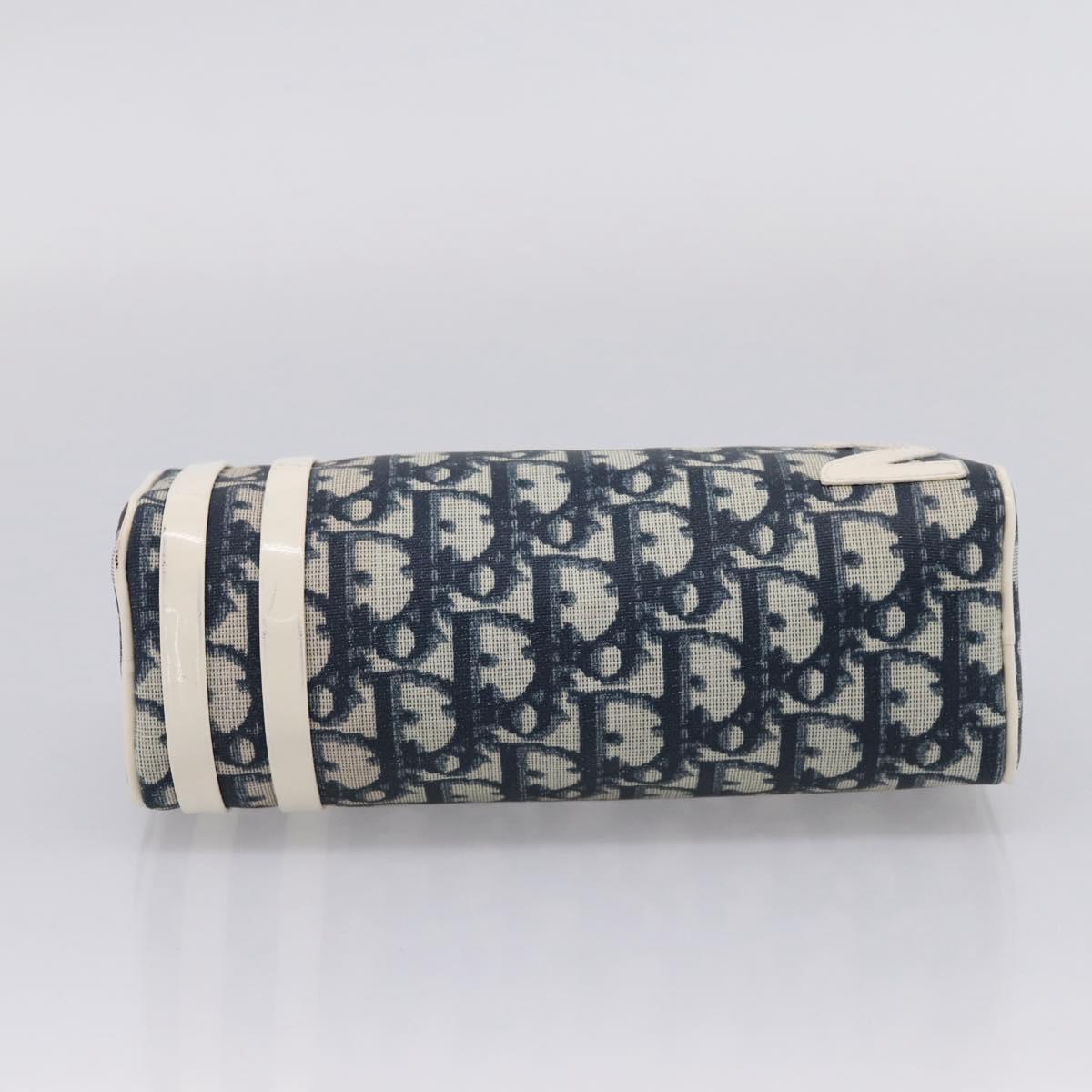 Christian Dior Trotter Canvas Pouch PVC Navy Silver Auth ar14358A