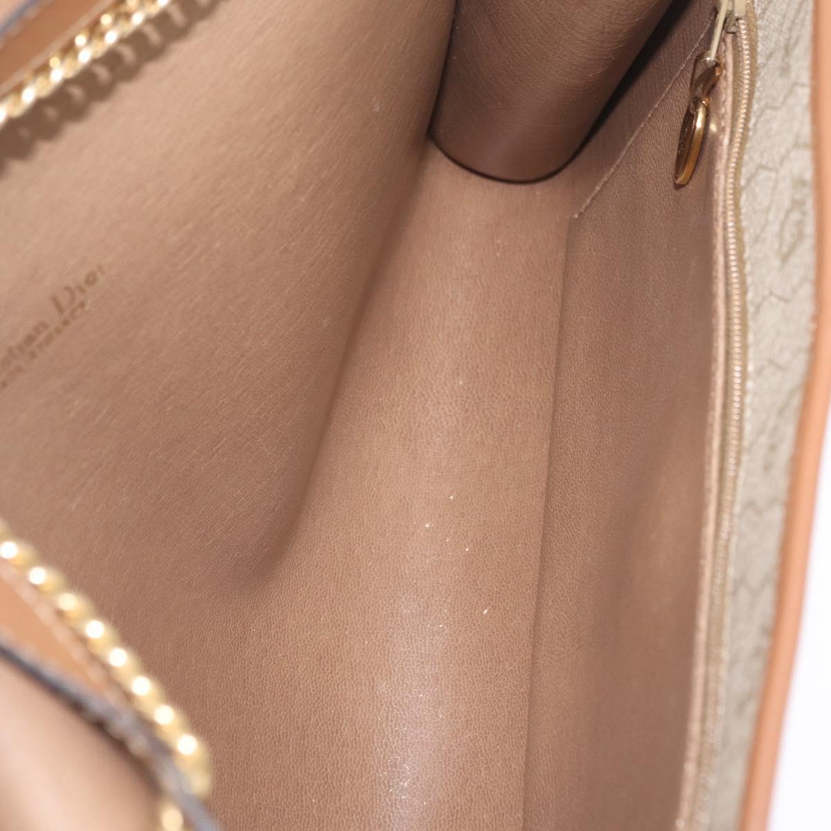 Christian Dior Honeycomb Canvas Chain Shoulder Bag PVC Beige Gold Auth ar14359