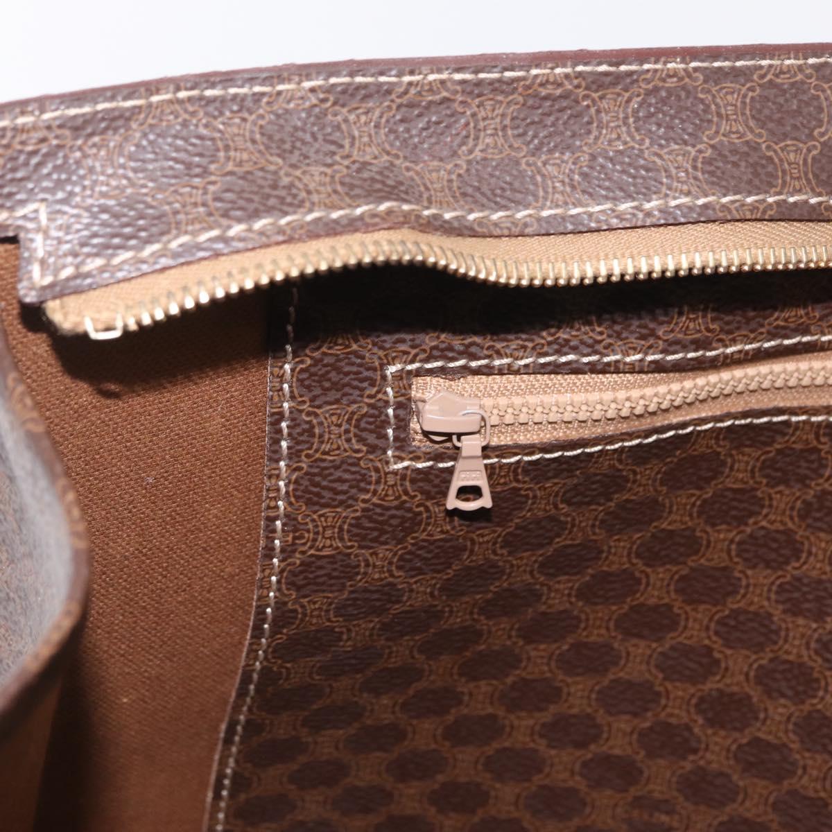 CELINE Macadam Canvas Tote Bag PVC Leather Brown Gold Auth ar14366