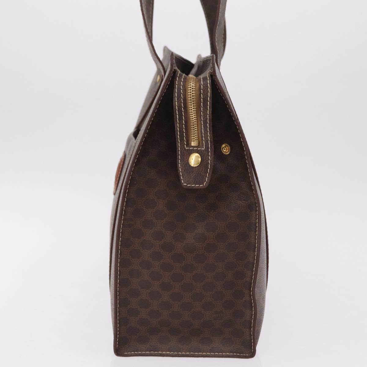 CELINE Macadam Canvas Tote Bag PVC Leather Brown Gold Auth ar14366