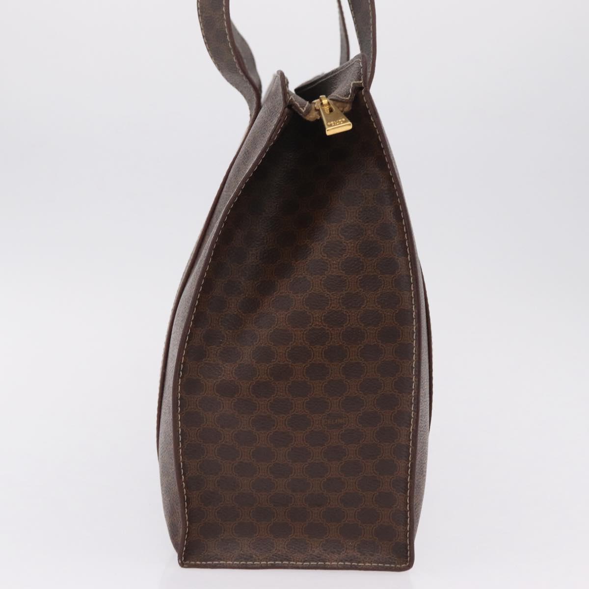 CELINE Macadam Canvas Tote Bag PVC Leather Brown Gold Auth ar14366