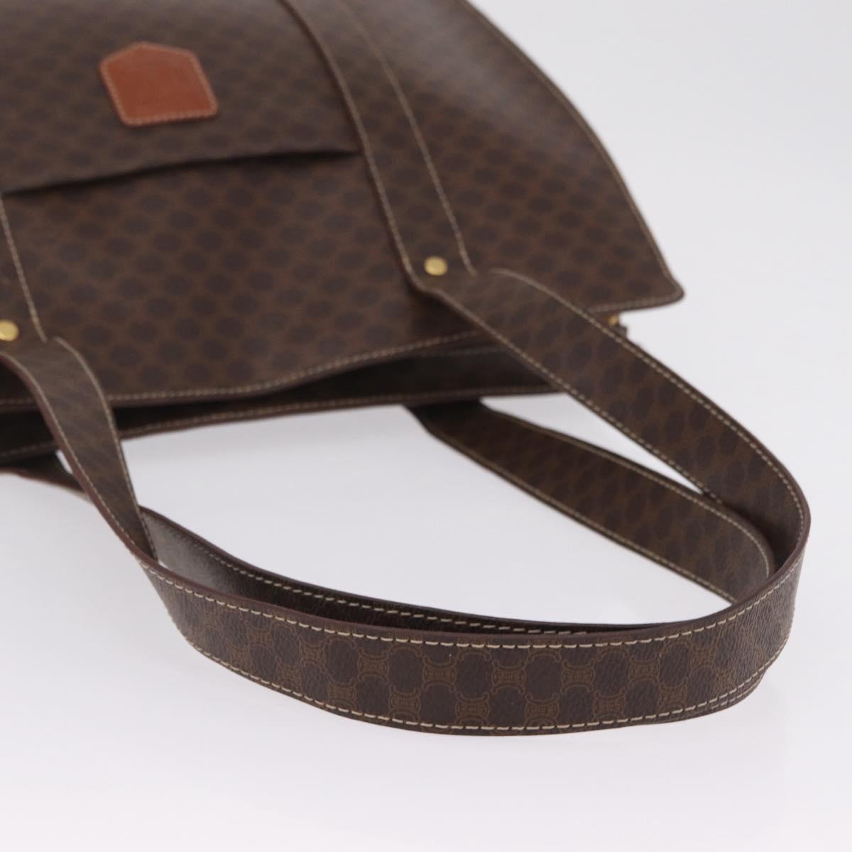 CELINE Macadam Canvas Tote Bag PVC Leather Brown Gold Auth ar14366