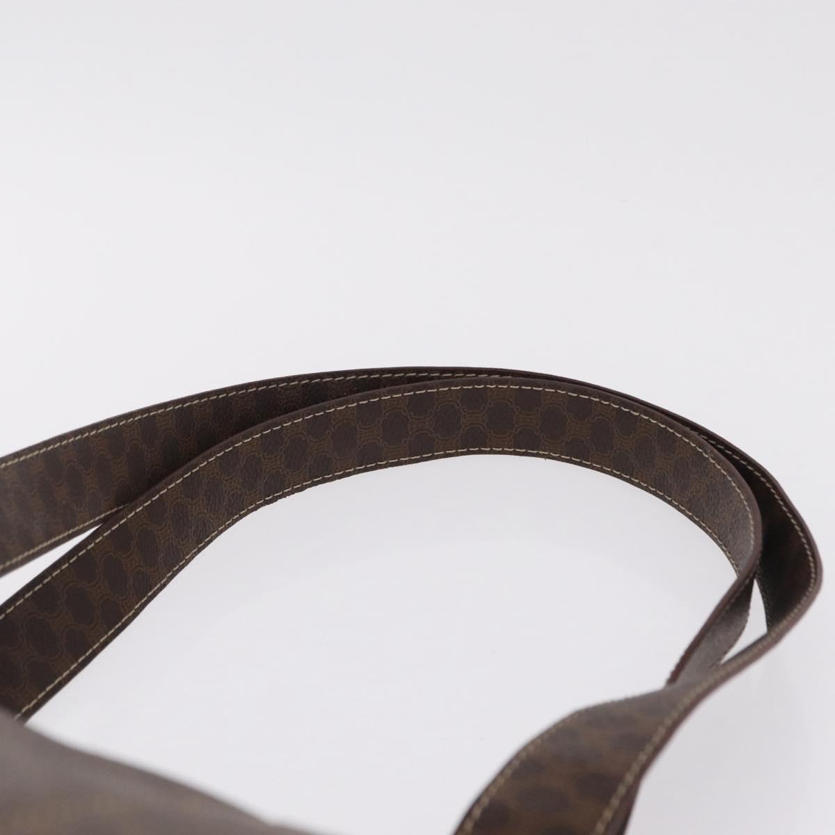 CELINE Macadam Canvas Tote Bag PVC Leather Brown Gold Auth ar14366