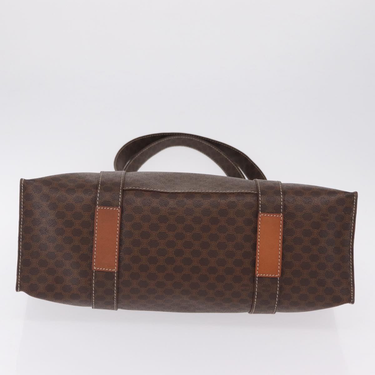 CELINE Macadam Canvas Tote Bag PVC Leather Brown Gold Auth ar14366