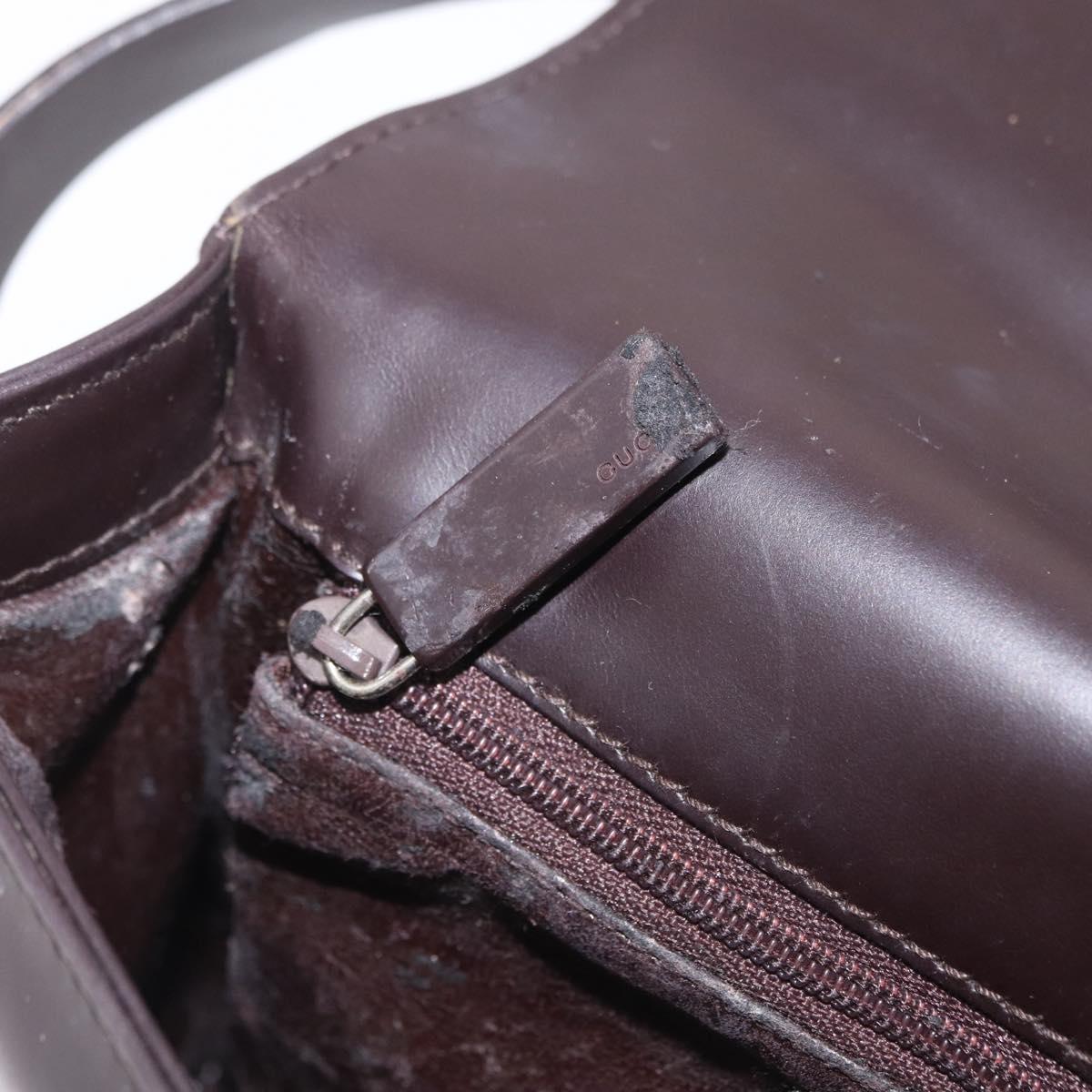 GUCCI Shoulder Bag Leather Outlet Black Silver 001 3063 Auth ar14368