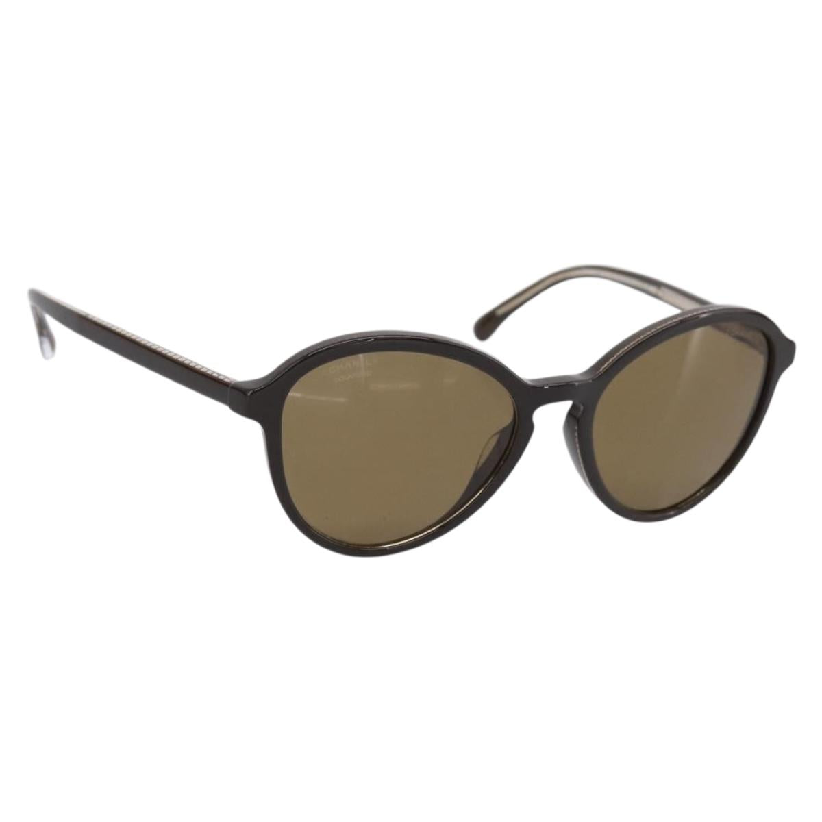 CHANEL Sunglasses Plastic Dark Brown CC Auth ar14375M