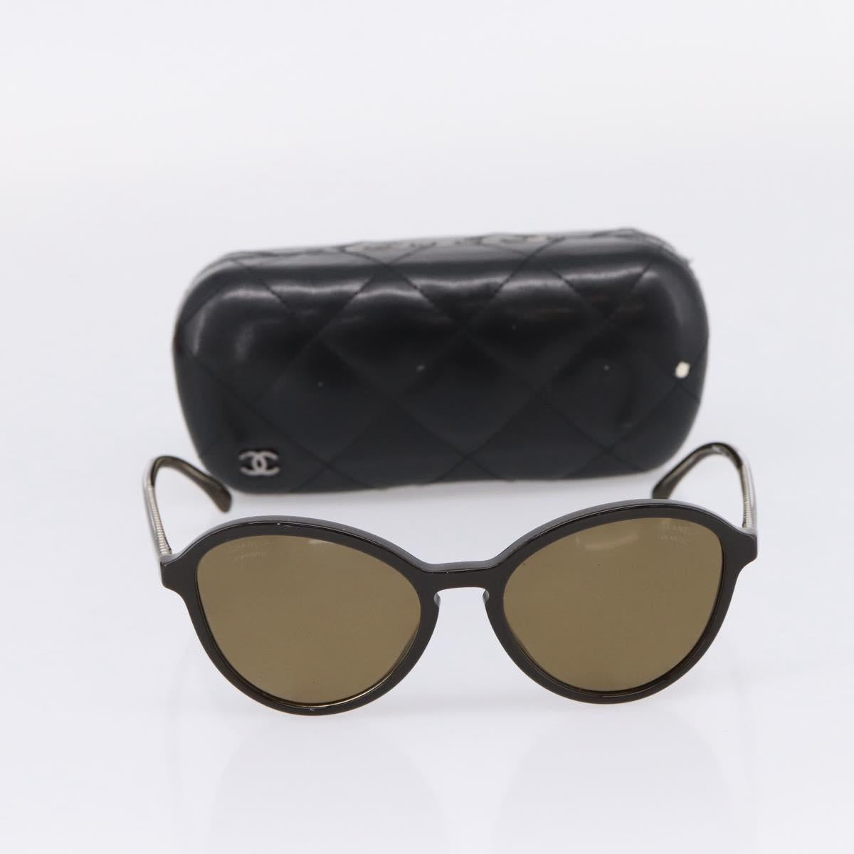CHANEL Sunglasses Plastic Dark Brown CC Auth ar14375M