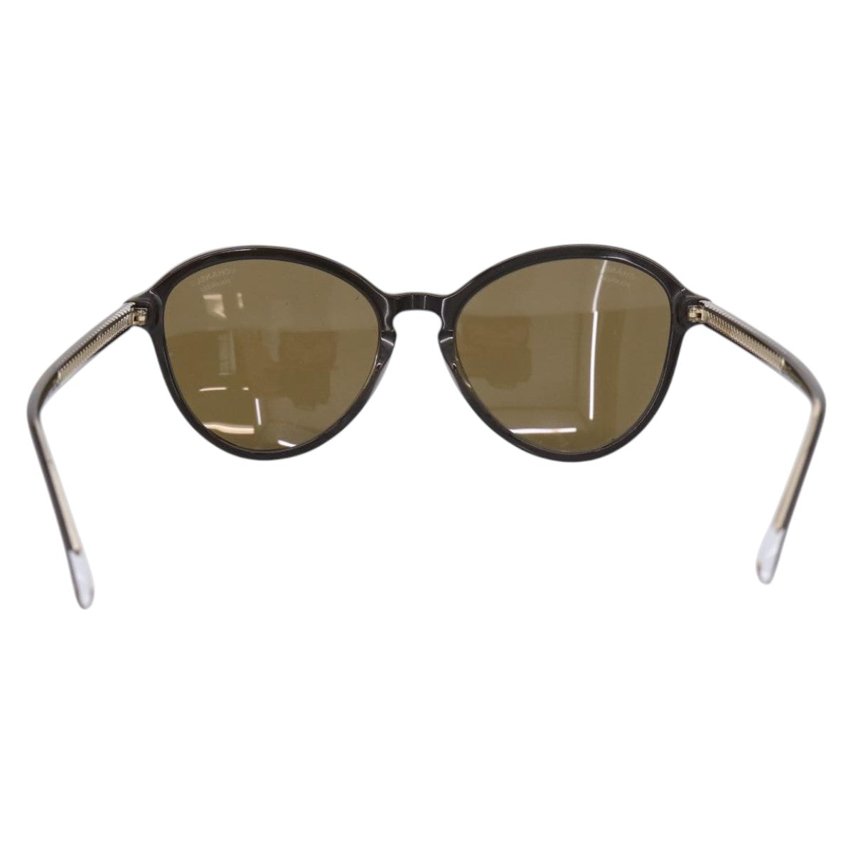 CHANEL Sunglasses Plastic Dark Brown CC Auth ar14375M