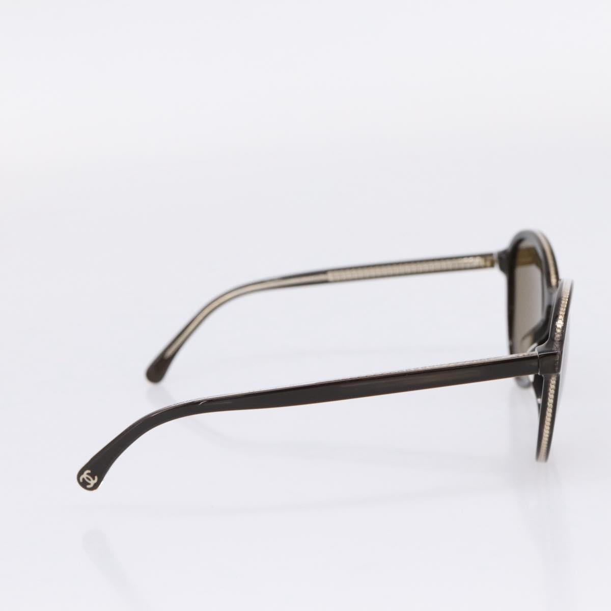 CHANEL Sunglasses Plastic Dark Brown CC Auth ar14375M