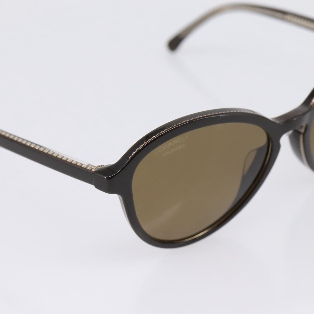 CHANEL Sunglasses Plastic Dark Brown CC Auth ar14375M
