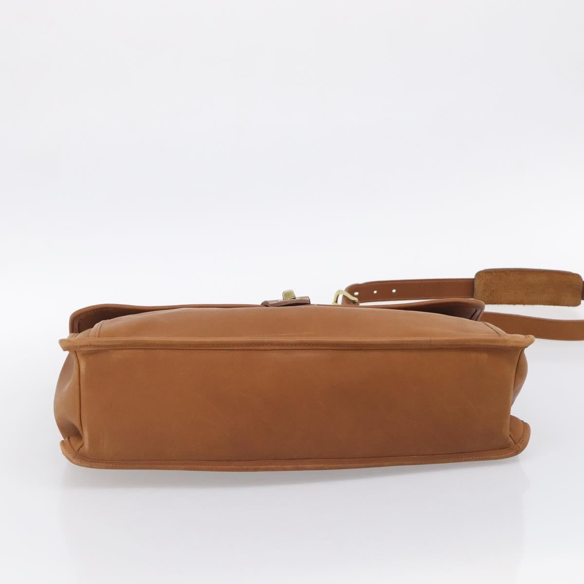 Coach Business Bag Leather 2way Brown Gold Auth ar14377