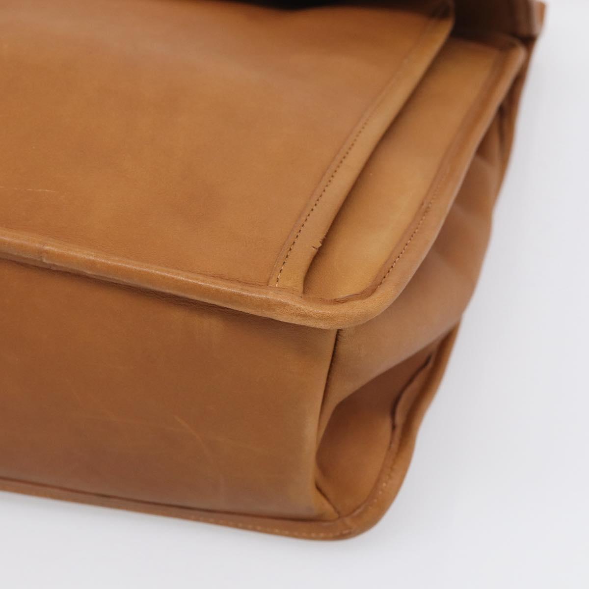 Coach Business Bag Leather 2way Brown Gold Auth ar14377