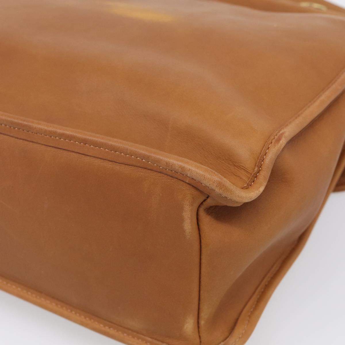 Coach Business Bag Leather 2way Brown Gold Auth ar14377