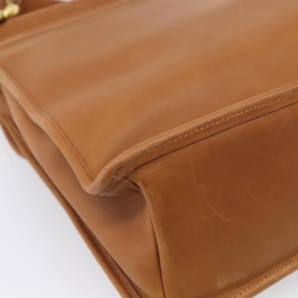 Coach Business Bag Leather 2way Brown Gold Auth ar14377