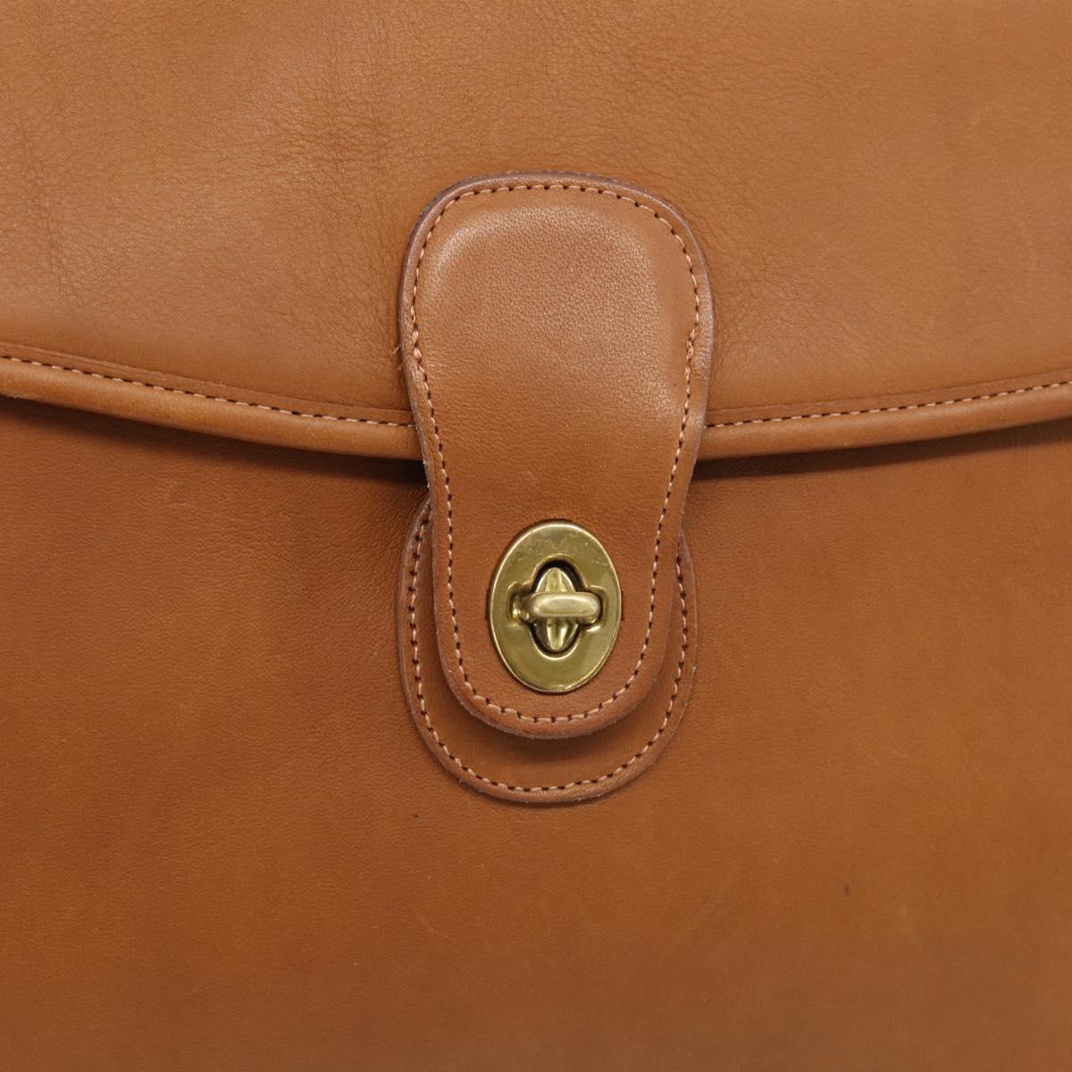 Coach Business Bag Leather 2way Brown Gold Auth ar14377